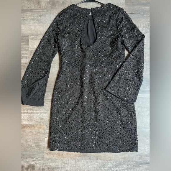 Altar'd State Black Mini Sequin Cocktail Dress with Bell Sleeves - Medium - Picture 3 of 7